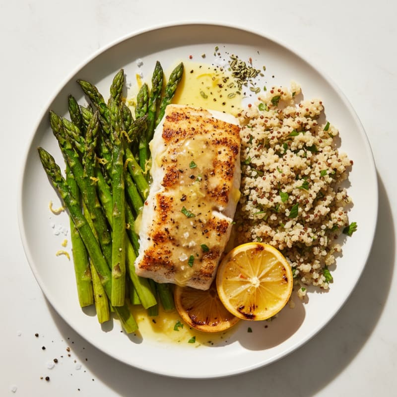 Zesty Grilled White Fish with Roasted Asparagus