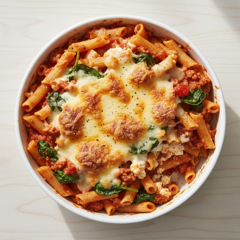 Creamy Baked Ziti with Golden Cheese Crust