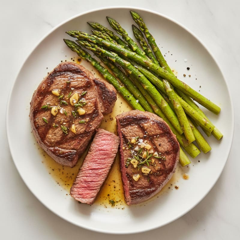 Garlic Herb Butter Steak with Asparagus