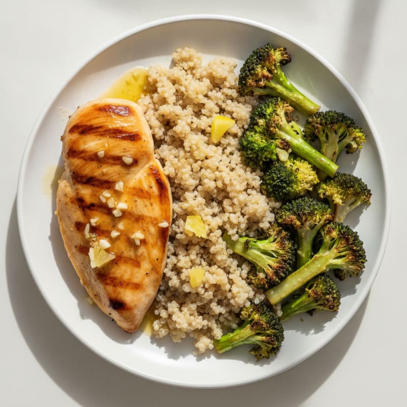 Grilled Chicken Breast with Roasted Broccoli and Quinoa