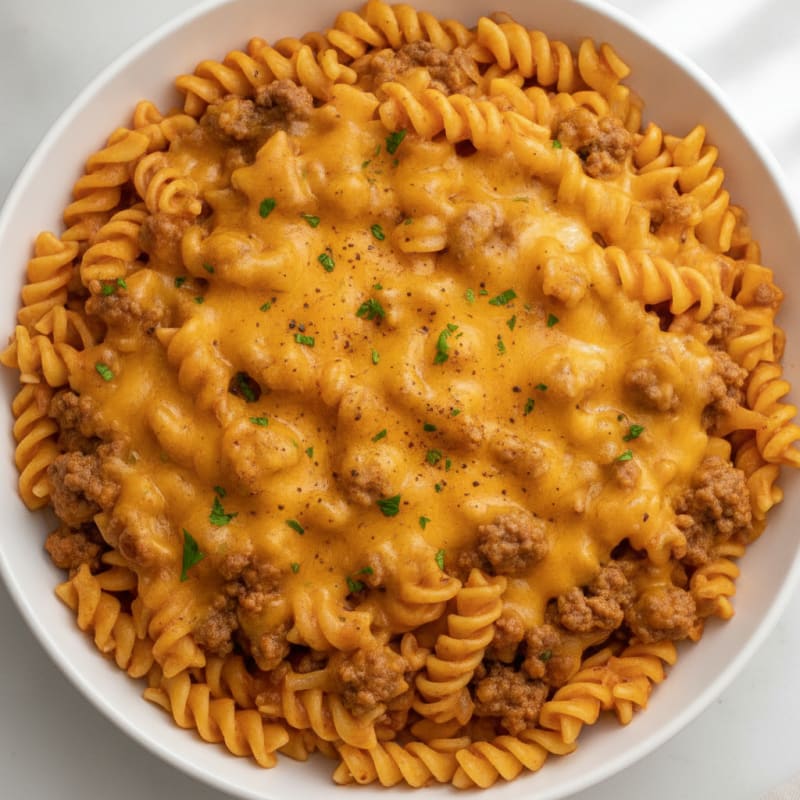 One Pot Hearty Cheeseburger Pasta