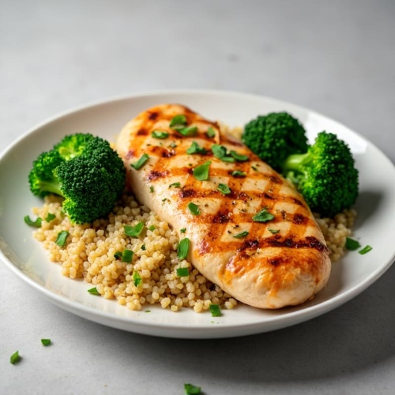 Grilled Chicken Breast with Quinoa and Steamed Broccoli