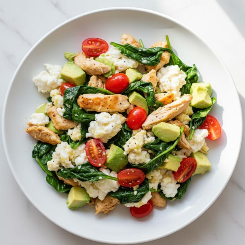 Chicken Egg White Scramble with Spinach and Tomato