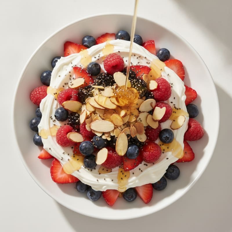 Greek Yogurt Protein Parfait with Berries and Almonds