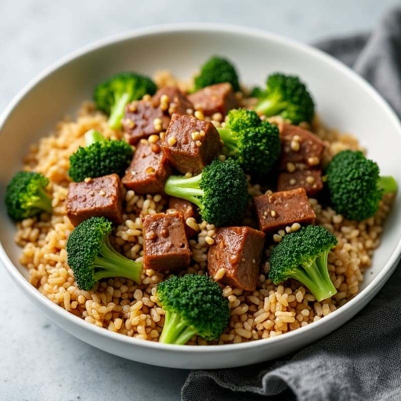 Lean Beef and Crisp Broccoli Stir-Fry with Brown Rice