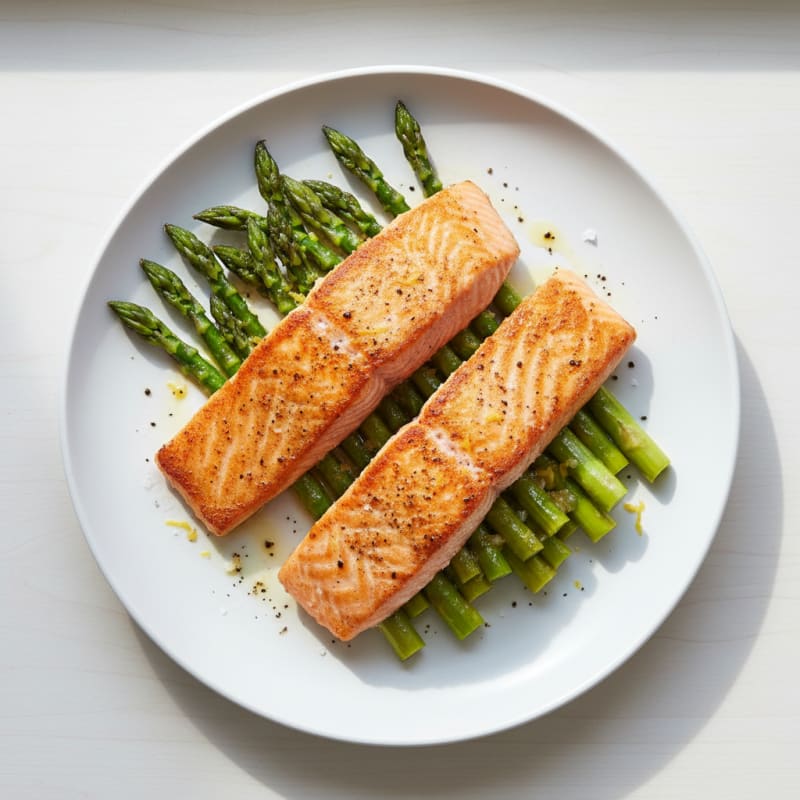 Golden Pan-Seared Salmon with Zesty Asparagus