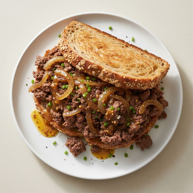 Tender Caramelized Beef and Onion Sandwich