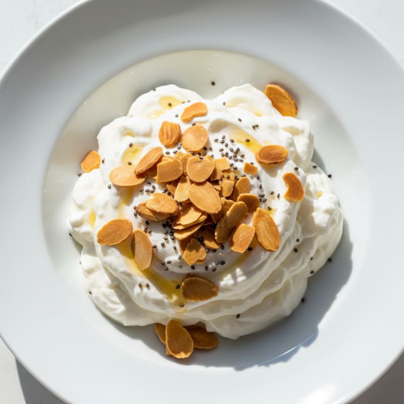 Silky Vanilla Greek Yogurt Protein Pudding with Almonds