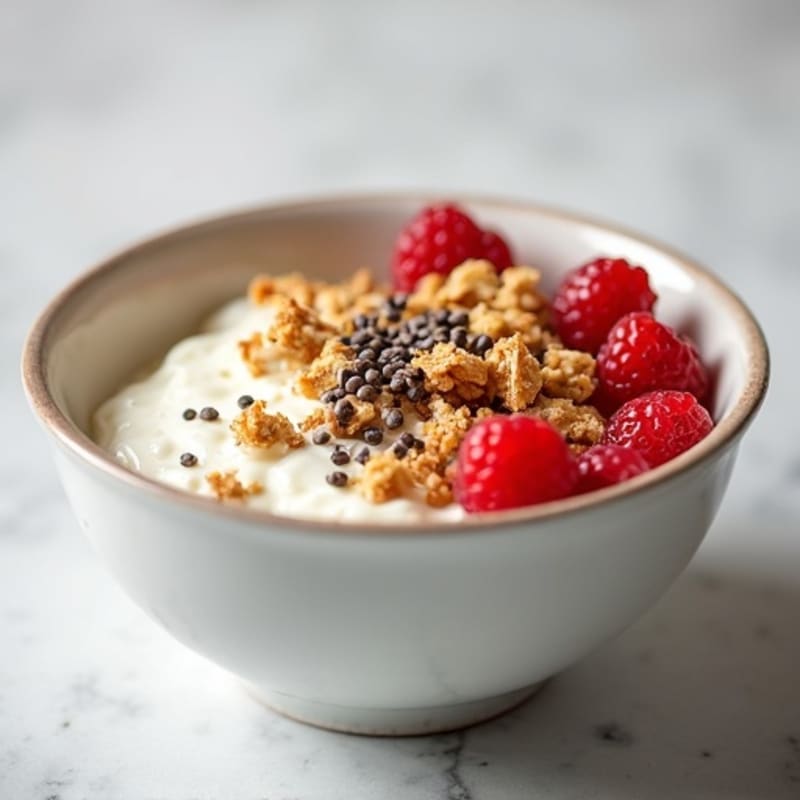 Creamy Yogurt and Cottage Cheese Bowl with Crunchy Granola and Chia