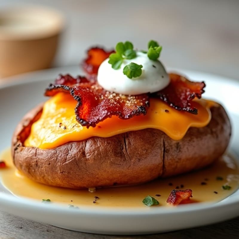 Roasted Sweet Potatoes Stuffed with Crispy Bacon and Creamy Cheese