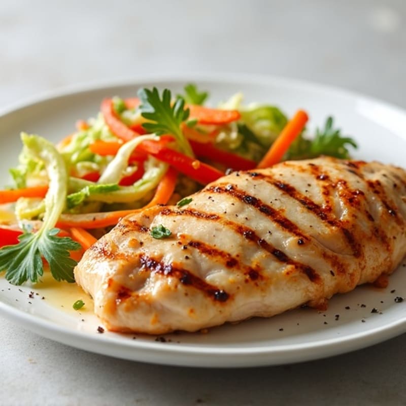 Grilled Chicken Breast with Crunchy Cabbage Slaw