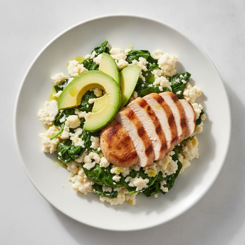 Egg White and Spinach Scramble with Grilled Turkey Breast