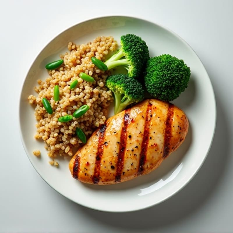 Grilled Chicken Breast with Quinoa and Steamed Broccoli