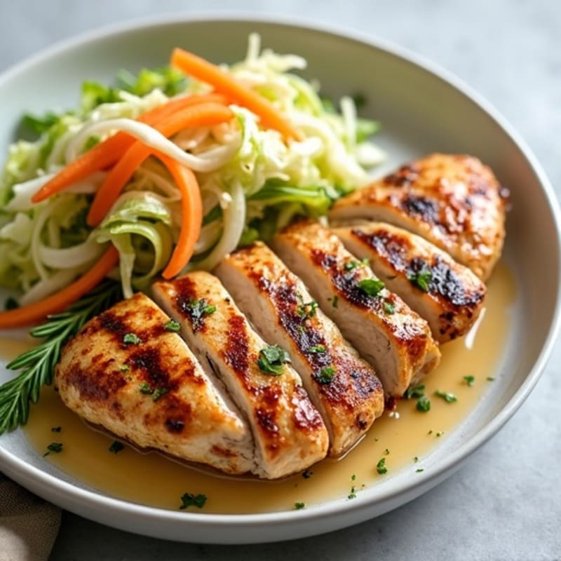 Grilled Chicken Breast with Crunchy Cabbage Slaw