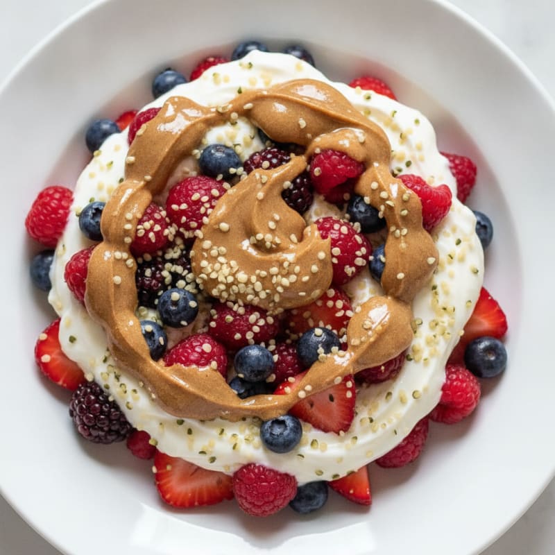 Greek Yogurt Parfait with Mixed Berries and Almond Butter