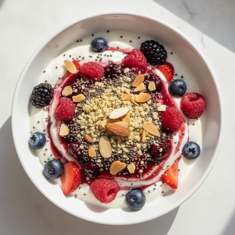 Creamy Greek Yogurt Parfait with Mixed Berries and Chia Seeds