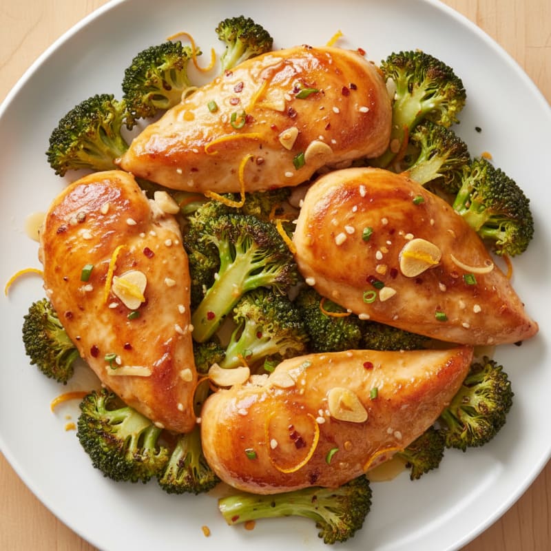 Baked Orange Chicken and Broccoli