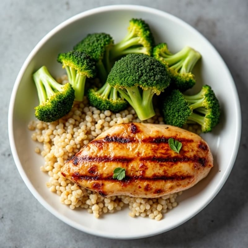 Grilled Chicken Breast with Roasted Broccoli and Quinoa