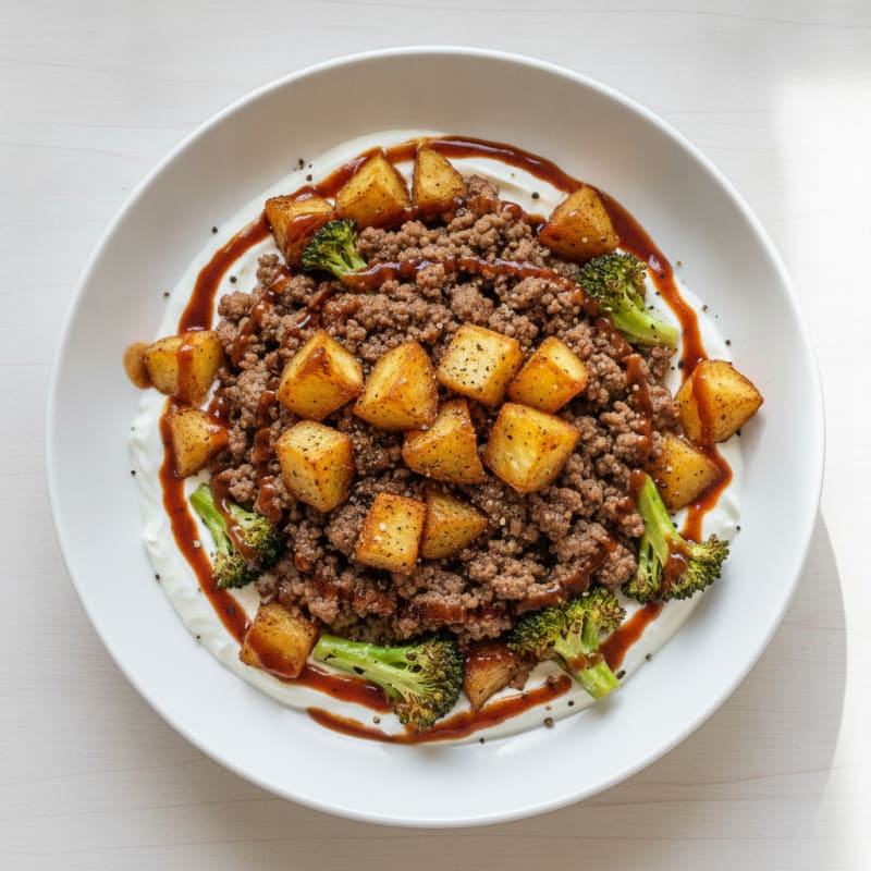 Lean Ground Beef and Broccoli Yogurt Bowl