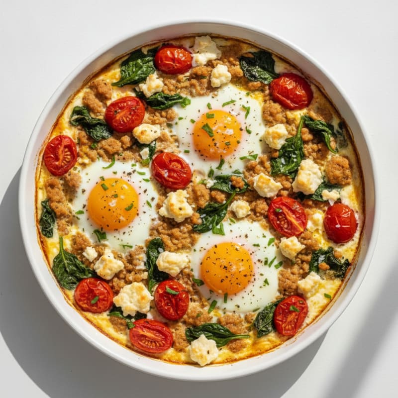Baked Eggs with Roasted Tomatoes and Turkey