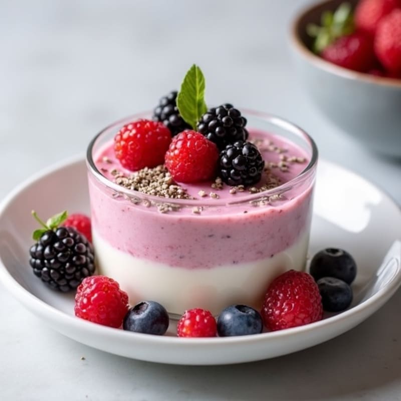 Silky Greek Yogurt Protein Pudding with Mixed Berries