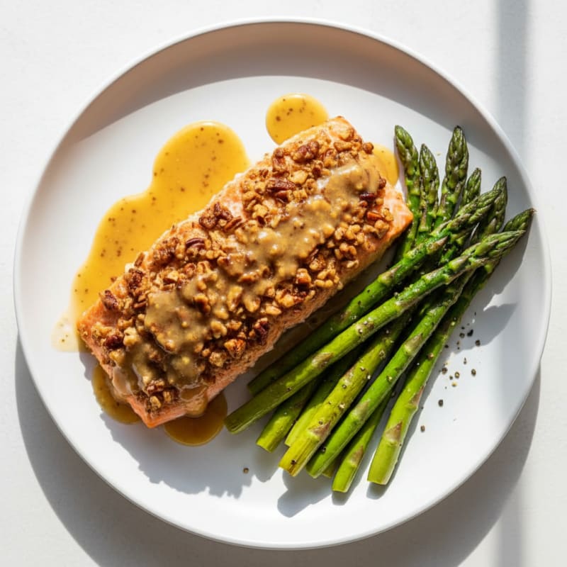 Pecan-Crusted Salmon with Honey-Mustard Glaze