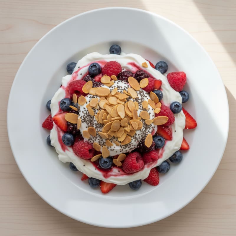 Greek Yogurt Protein Parfait with Mixed Berries