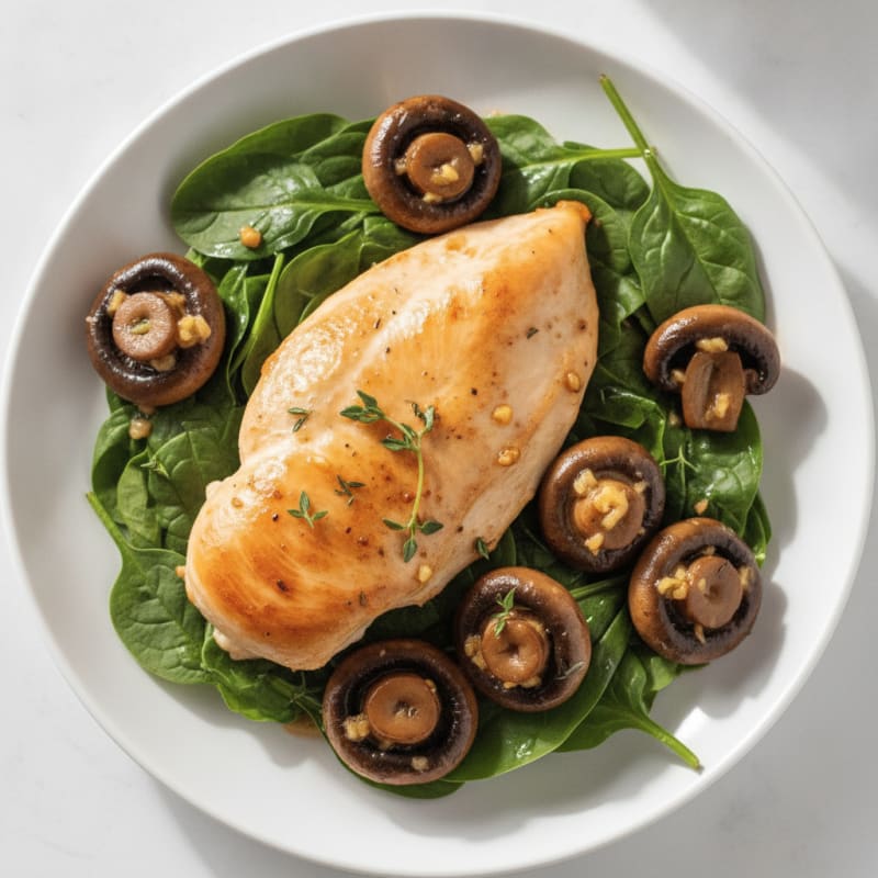 Garlic Butter Roasted Mushrooms and Chicken