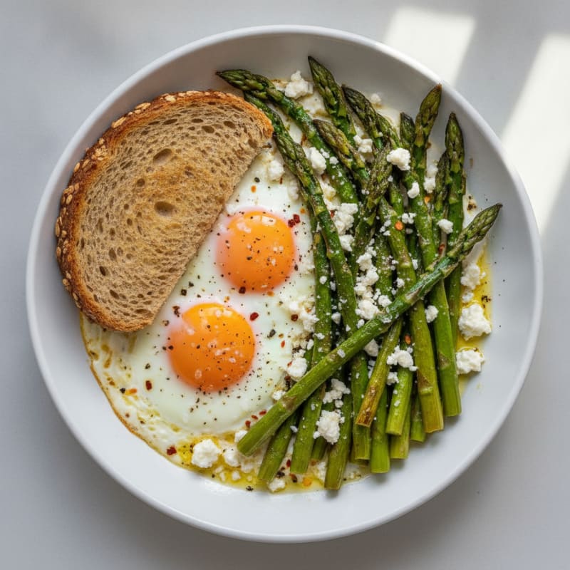 Baked Eggs with Roasted Asparagus