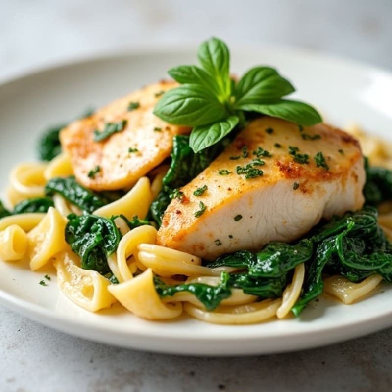 Creamy Lemon Herb Chicken Pasta with Spinach