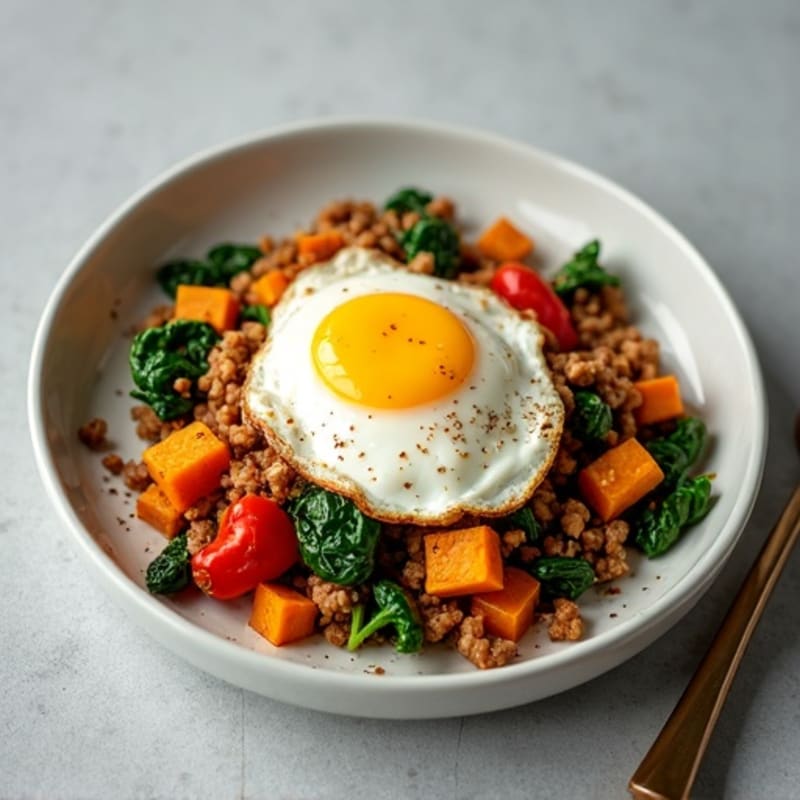 Savory Ground Turkey and Roasted Sweet Potato Hash