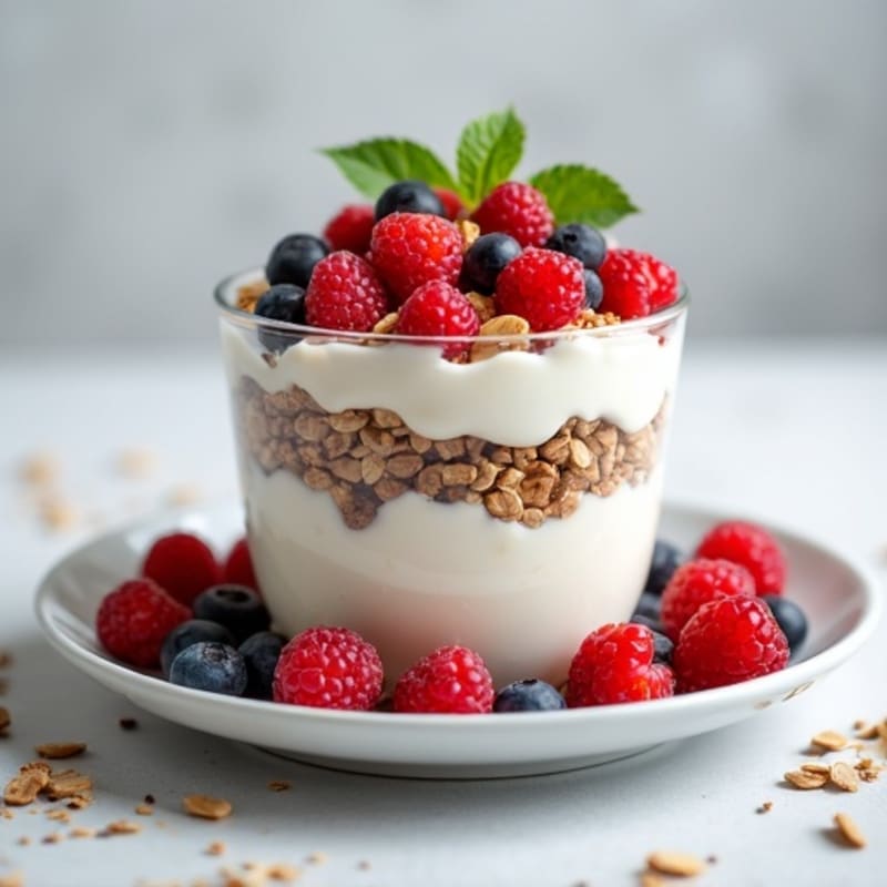 Creamy Greek Yogurt Parfait with Protein Granola and Mixed Berries