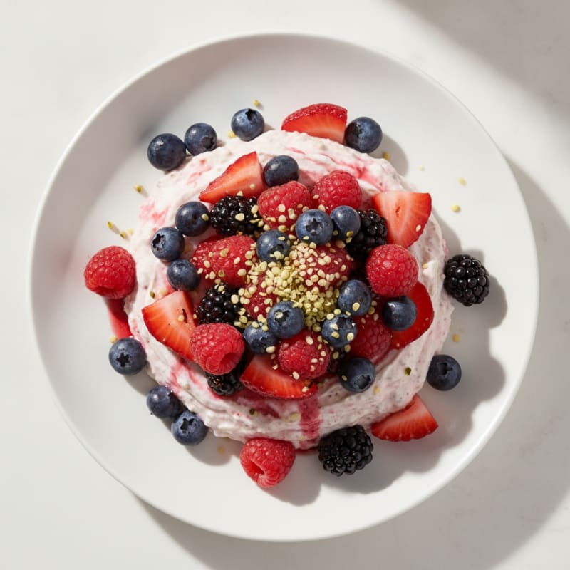 Greek Yogurt Protein Mousse with Mixed Berries