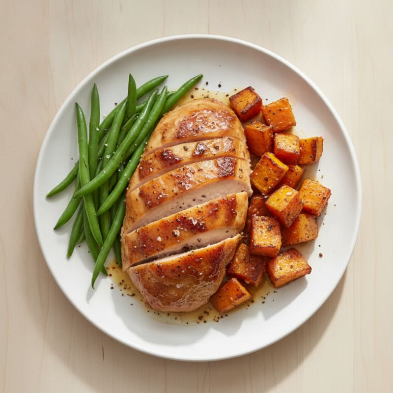 Maple-Glazed Turkey Breast with Roasted Sweet Potatoes