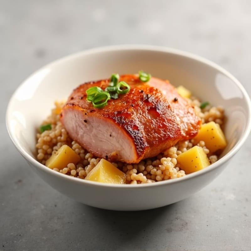 Crispy Pan-Seared Ham and Pineapple Rice Bowl