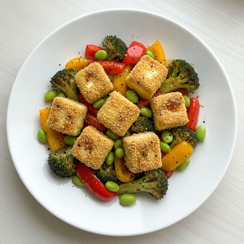 Pan-Seared Tofu with Roasted Vegetables