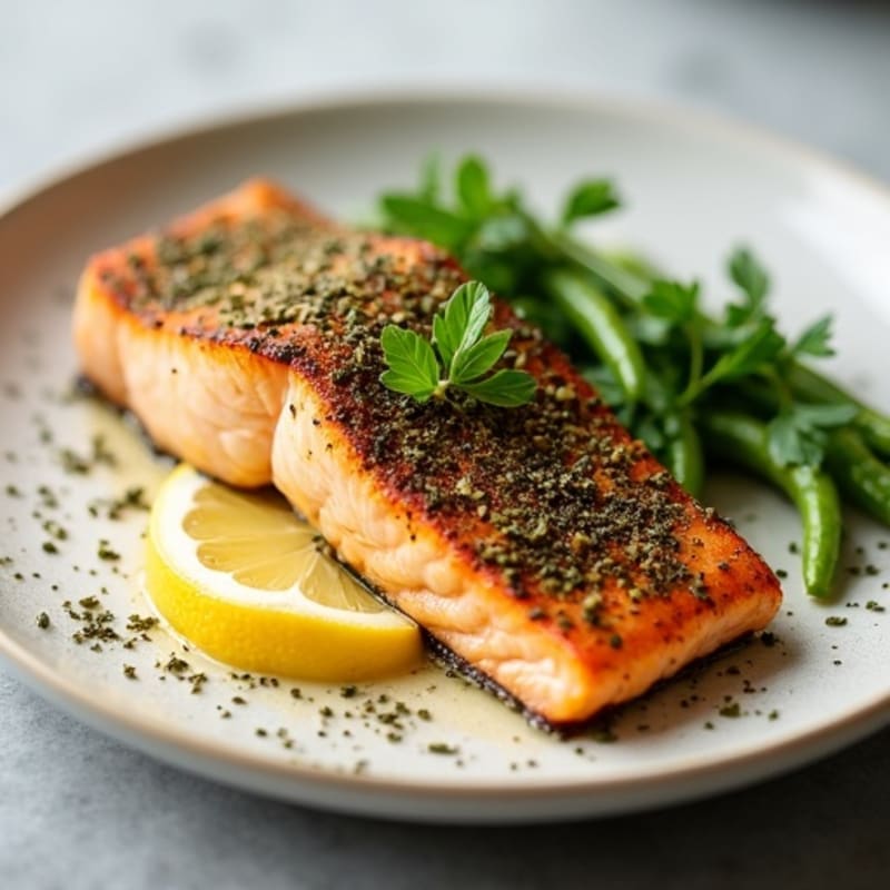 Herb-Crusted Pan Seared Salmon with Lemon