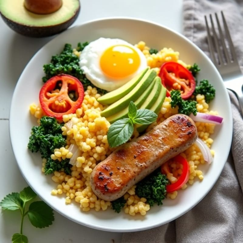 Egg White Veggie Scramble with Turkey Sausage