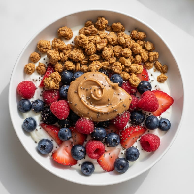 Creamy Greek Yogurt Parfait with Mixed Berries and Protein Granola