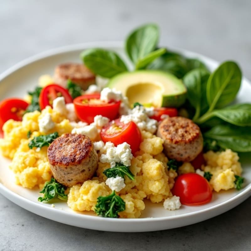 Egg White Vegetable Scramble with Turkey Sausage