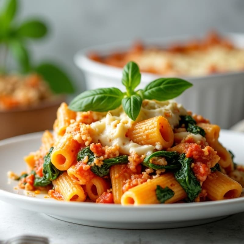 Lean Ground Turkey Baked Pasta with Creamy Ricotta and Spinach