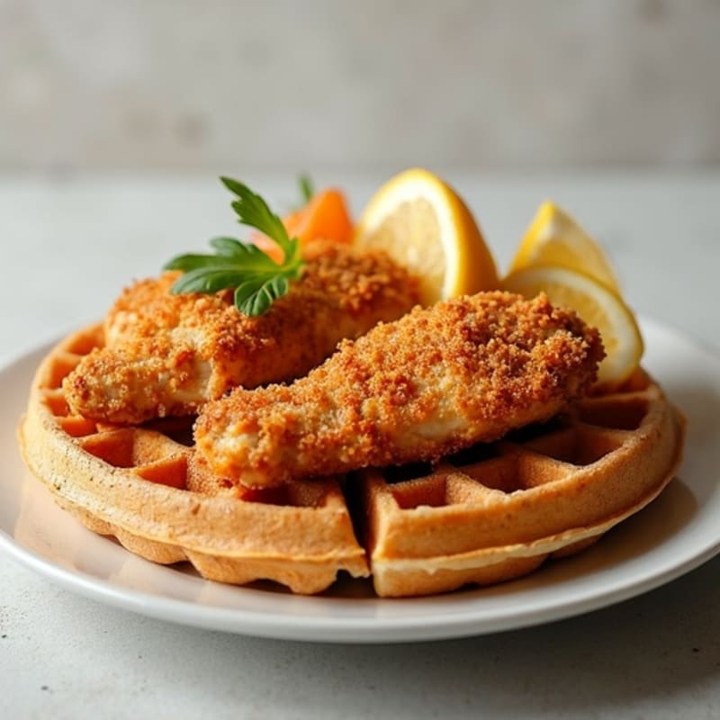 Golden Crispy Baked Chicken with Fluffy Whole Wheat Waffles