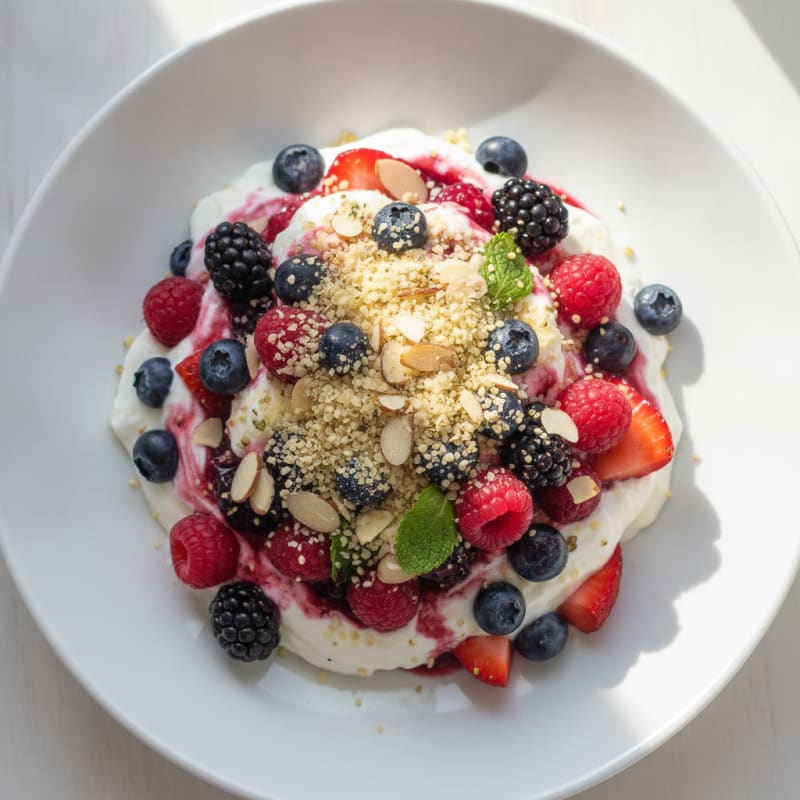 Greek Yogurt Protein Parfait with Mixed Berries