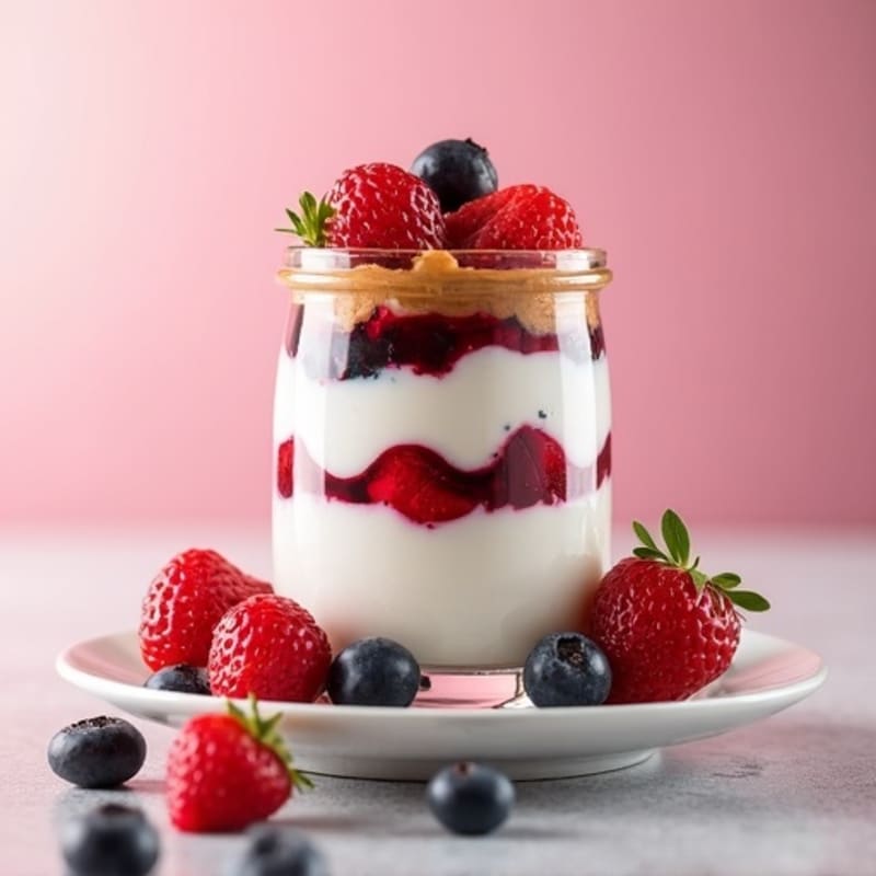 Greek Yogurt Protein Parfait with Mixed Berries and Almond Butter