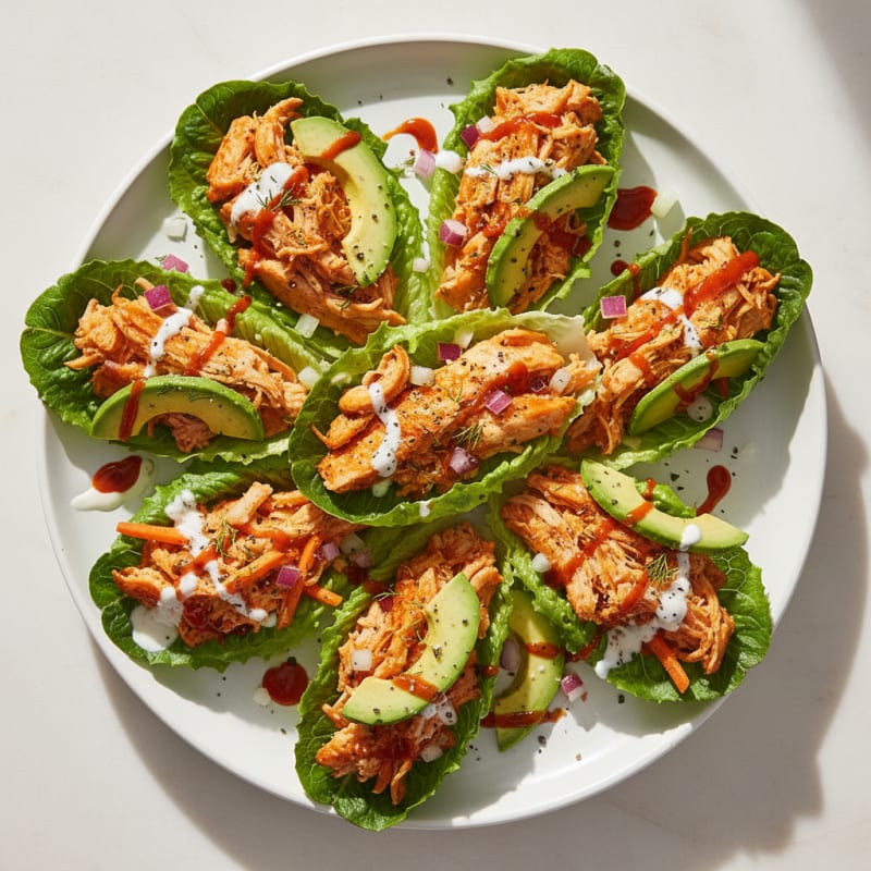 Buffalo Ranch Chicken Lettuce Wraps