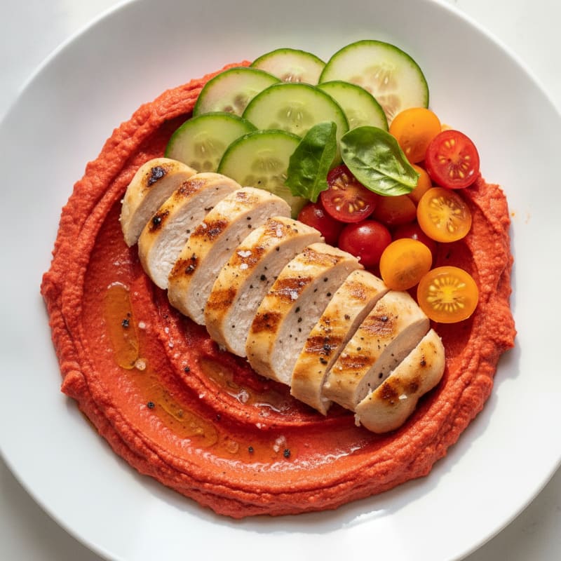 Roasted Red Pepper Hummus Chicken Bowl