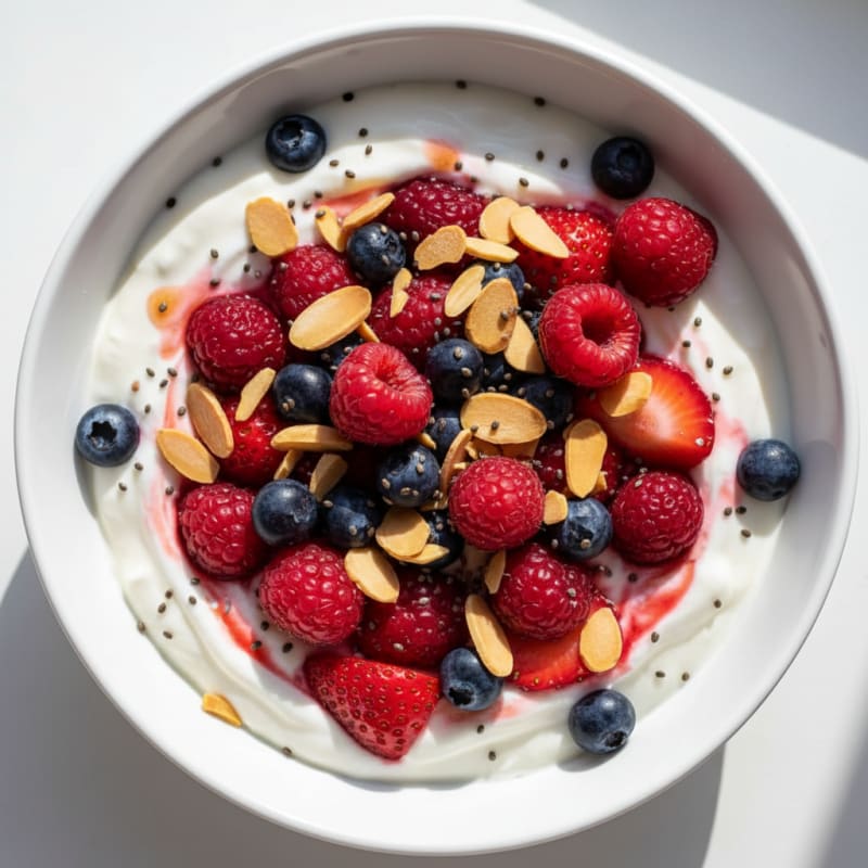 Creamy Greek Yogurt Protein Bowl with Mixed Berries and Almonds