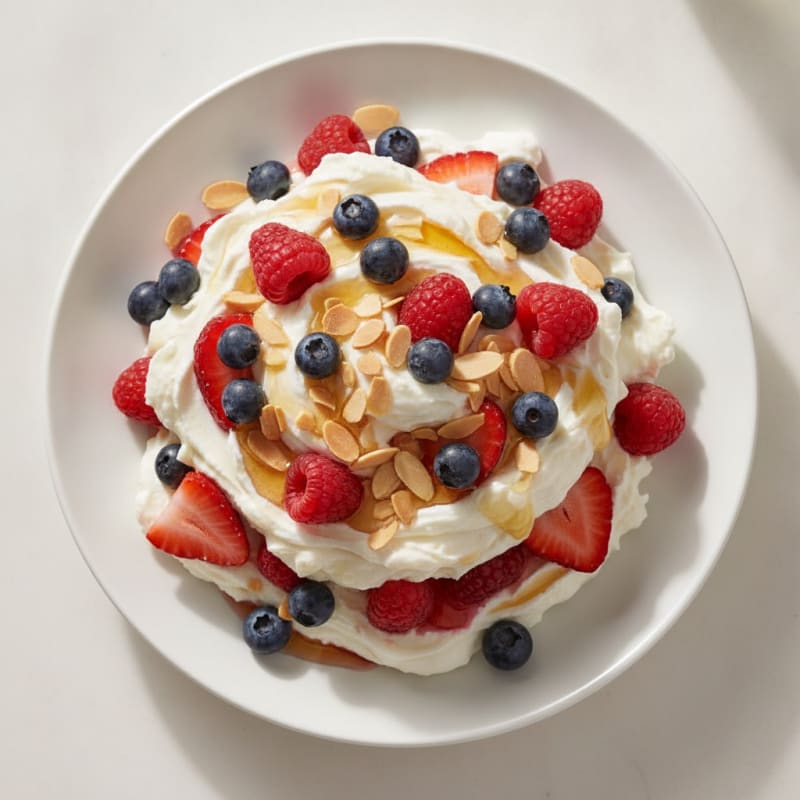 Silky Greek Yogurt Mousse with Mixed Berries and Almonds