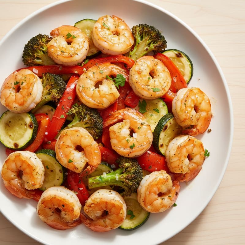 Garlic Shrimp with Roasted Vegetables