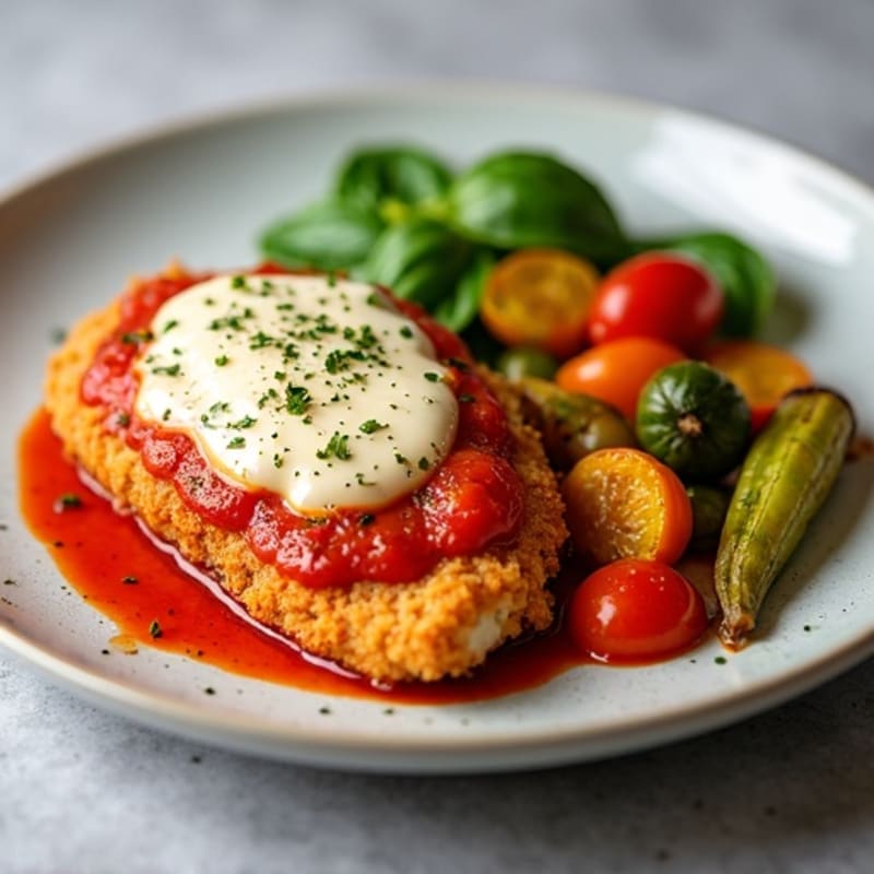 Healthy Crispy Chicken Parmesan with Roasted Vegetables